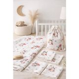 More Home % 100 Pamuk Müslin Örtü, Bebek Battaniyesi 6 Parça Set Uğur Böceği Beyaz Kırmızı