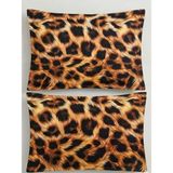 More Home %100 Pamuklu 5d Kapaklı Yastık Kılıfı (2 Adet) 50 x 70 cm -Leopar Postu - Siyah - 50x70