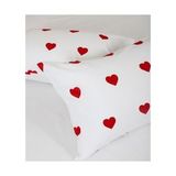 More Home Beyaz Renkli Pamuklu Kumaştan Kapaklı Yastık Kılıfı (2 Adet) 50 x 70 cm kalpli