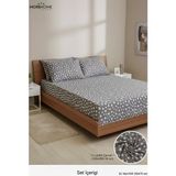 More Home Çift Kişilik Lastikli Çarşaf Seti + 2 Yastık Kılıfı Yıldızlı Gri Beyaz - Gri - Beyaz - 180x200