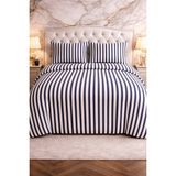 More Home Çift Kişilik Nevresim Takımı Lastikli Çarşaflı Çizgili Gri Beyaz - 200 x 220 cm - Beyaz - Gri