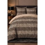 More Home Çift Kişilik Nevresim Takımı Lastikli Çarşaflı Leopar Bej - Kahverengi - Bej - 200 x 220 cm