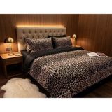 More Home Çift Kişilik Nevresim Takımı Lastikli Çarşaflı Leopar Desenli Siyah - Renkli - 200 x 220 cm
