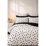 More Home Çift Kişilik Yorgan Kılıfı + 2 Yastık Kılıfı Kalp Desenli Siyah Beyaz
