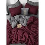 MORE HOME Çift Kişilik Yorgan Kılıfı + Yastık Kılıfı Borda Antrazit