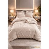 More Home Çift Kişilik Yorgan Kılıfı + Yastık Kılıfı Çarşafsız Bej