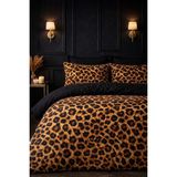 More Home Çift Kişilik Yorgan Kılıfı + Yastık Kılıfı Çarşafsız Dijital Baskılı 3D 3 Boyutlu Leopar Desenli Siyah - Renkli - 200 x 220 cm