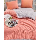 More Home Çift Kişilik Yorgan Kılıfı + Yastık Kılıfı (Çarşafsız) Somon-Gri - Somon - Gri - 200 x 220 cm