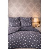 MORE HOME Çift Kişilik Yorgan Kılıfı + Yastık Kılıfı Gri Beyaz Yıldızlı