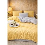 More Home Çift Kişilik Yorgan Kılıfı + Yastık Kılıfı Sarı Gri