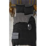 More Home Çift Kişilik Yorgan Kılıfı + Yastık Kılıfı Siyah Antrezit