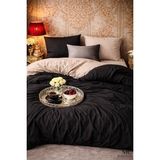 More Home Çift Kişilik Yorgan Kılıfı + Yastık Kılıfı Siyah Bej