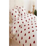 More Home Kalp Desenli Çift Kişilik Nevresim Takımı Lastikli Çarşaflı Beyaz - Kırmızı - Kırmızı - Beyaz - 200 x 220 cm