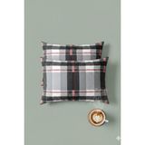 More Home Kapaklı Yastık Kılıfı (2 Adet) 50 x 70 cm Ekose - Antrasit Gri