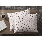 More Home Kapaklı Yastık Kılıfı (2 Adet) 50 x 70 cm Kalp Desen - Beyaz - Kırmızı - 50x70