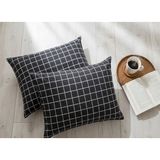 More Home Kapaklı Yastık Kılıfı (2 Adet) 50 x 70 cm Kareli Siyah Beyaz - Siyah - Beyaz - 50x70