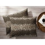 More Home Kapaklı Yastık Kılıfı (2 Adet) 50 x 70 cm Leopar Desenli Siyah BEJ