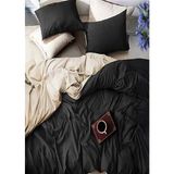 More Home Lastikli Çarşaflı Çift Kişilik Nevresim Takımı Siyah Bej - 200 x 220 cm - Bej - Siyah
