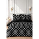 More Home Lastikli Çarşaflı Nevresim Takımı Çift Kişilik - Motif Desen - Siyah - 200 x 220 cm