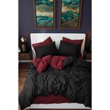 More Home Lastikli Çarşaflı Nevresim Takımı Tek Kişilik Siyah-Bordo - Siyah - Bordo - 160 x 220 cm