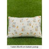 More Home Müslin Bebek Yastık Kılıfı Kapaklı 35X45 Havuç Yiyen Tavşan