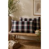 More Home Pamuklu Yastık Kılıfı (2 Adet) 50 x 70 cm Ekose Gri Siyah
