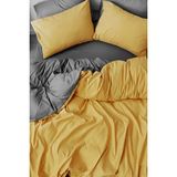 More Home Tek Kişilik Lastikli Çarşaflı Nevresim Takımı Sarı-Antrasit - Sarı - Bej - 100 x 220 cm