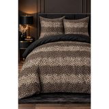 More Home Tek Kişilik Nevresim Takımı Lastikli Çarşaflı Leopar Desenli Siyah - Renkli - 160 x 220 cm