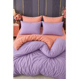 More Home Tek Kişilik Nevresim Takımı Lastikli Çarşaflı Lila Somon - Lila - Somon - 160 x 220 cm