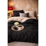 More Home Tek Kişilik Nevresim Takımı Lastikli Çarşaflı Siyah Bej - 160 x 220 cm - Bej - Siyah