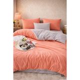 More Home Tek Kişilik Nevresim Takımı Lastikli Çarşaflı Somon Gri - Somon - Gri - 160 x 220 cm