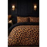 More Home Tek Kişilik Yorgan Kılıfı + Yastık Kılıfı Çarşafsız Dijital Baskılı 3D 3 Boyutlu Leopar Desenli Siyah