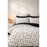 More Home Tek Kişilik Yorgan Kılıfı + Yastık Kılıfı (Çarşafsız) Kalpli Siyah Beyaz - Siyah - Beyaz - 160 x 220 cm
