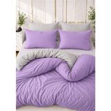More Home Tek Kişilik Yorgan Kılıfı + Yastık Kılıfı (Çarşafsız) Lala Gri - Lila - Gri - 160 x 220 cm