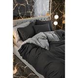 More Home Tek Kişilik Yorgan Kılıfı + Yastık Kılıfı (Çarşafsız) Siyah-Antrasit - Siyah - Antrasit - 160 x 220 cm