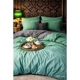 More Home Tek Kişilik Yorgan Kılıfı + Yastık Kılıfı Yeşil Antrazit