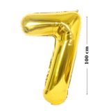 More party Folyo Balon -Renk Gold - 7 Rakamı Helyum Balon - 100 cm 7 Yaş Balonu- 7 Rakam Balon (40 inc) - Doğumgünü süsleri - Parti Malzemeleri