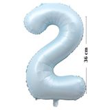 More party Folyo Balon -Retro Mavi - 2 Rakamı Helyum Balon - 36cm 2 Yaş Balonu- 2 Rakam Balon (16 inc) - Doğumgünü süsleri - Parti Malzemeleri