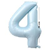 More party Folyo Balon -Retro Mavi - 4 Rakamı Helyum Balon - 36cm 4 Yaş Balonu- 4 Rakam Balon (16 inc) - Doğumgünü süsleri - Parti Malzemeleri