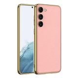 More TR Galaxy S23 Plus Deri Görünümlü Kenarları Elektroplating Kaplama Zore Fizyon Kapak Kılıf