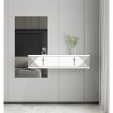 Morepp Carmen 90 cm Duvara Monte Kapaklı Raflı Makyaj Masası Dresuar Beyaz-Gümüş - Beyaz - Gümüş