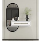 Morepp Glow 70CM Duvara Monte Kapaklı Raflı Modern Dresuar Beyaz-Altın - Beyaz - Altın
