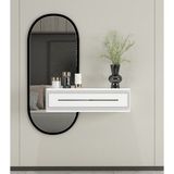 Morepp Glow 70CM Duvara Monte Kapaklı Raflı Modern Dresuar Beyaz-Gümüş - Beyaz - Gümüş