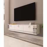 Morepp Hari 150 cm Duvara Monte Tv Ünitesi Tv Sehpası | Beyaz - Gümüş - 29X150
