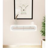 Morepp Hera 90 cm Pleksi Detaylı Duvara Monte Kapaklı Raflı Dresuar Beyaz-Gümüş - Beyaz - Gümüş