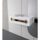 Morepp Işık 70CM Duvara Monte Kapaklı Raflı Modern Dresuar Beyaz-Altın - Beyaz - Altın