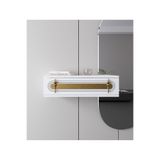 morepp Işık 70cm Duvara Monte Kapaklı Raflı Modern Dresuar Beyaz-Altın