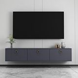 Morepp Max 150 Cm Duvara Monte Tv Sehpası tv ünitesi Antrasit-Altın Çok Renkli