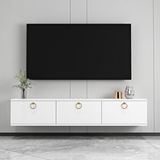 Morepp Max 150 Cm Duvara Monte Tv Sehpası Tv Ünitesi Beyaz-Altın Çok Renkli