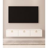 Morepp Max 150 cm Tv Ünitesi Duvara Monte Tv Ünitesi Tv Sehpası | Beyaz - Altın - 29X150